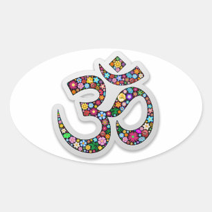 Om Ohm Aum Namaste Yoga Symbol Ovalt Klistermärke