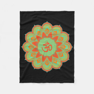Om Ohm Aum-symbol Mandala andlig yoga-gåva Fleecefilt