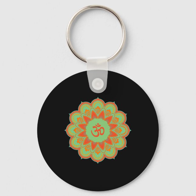 Om Ohm Aum-symbol Mandala Andlig Yoga-present  Nyckelring (Framsida)