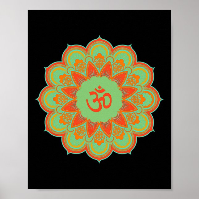 Om Ohm Aum Symbol Mandala Spiritual Yoga Gift  Poster (Framsidan)