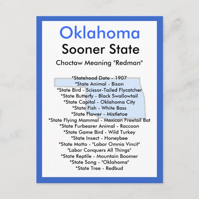 Om Oklahoma Vykort (Framsida)