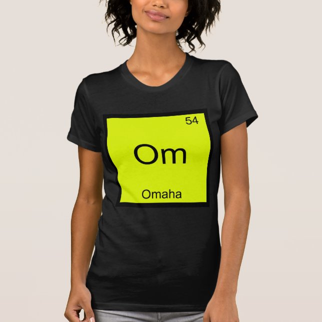 Om - Omaha Stad Kemiskt Elemente Symbol T-Shirt (Framsida)