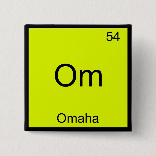 Om - Omaha Stadens Kemiska Element Symbol T-Shirt Knapp (Framsida)