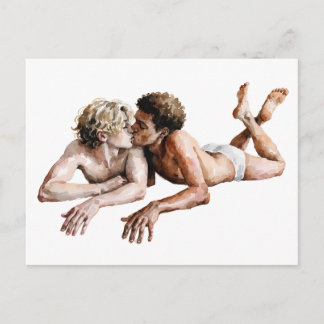 Öm Omfamning - Romantisk Akvarellillustration Vykort
