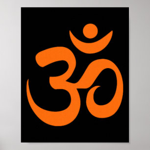 Om Omkar Aum-symbol orange grafisk andlig yoga  Poster