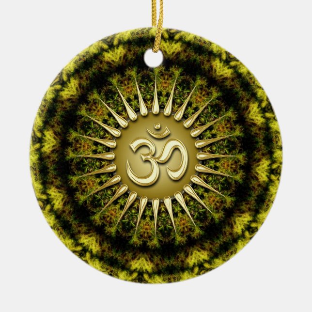 OM Organic Tapestry Circle Ceramic Ornament (Framsidan)