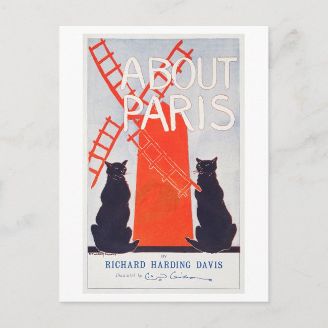 Om Paris (1895) Vintage affisch Vykort (Framsida)