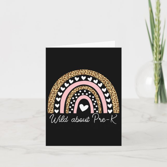 Om prek Leopard Rainbow Teacher Back to school Kort (Framsida)