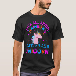 om regnbågar glitter och enmajs t shirt