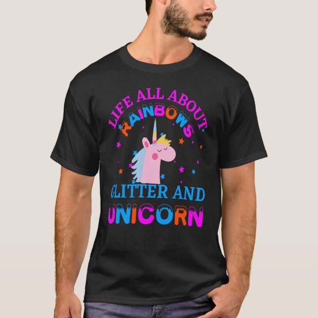 om regnbågar glitter och enmajs t shirt (Framsida)