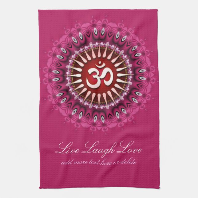 OM Rosa Mandala New Age Tea Towel Kökshandduk (Vertikal)
