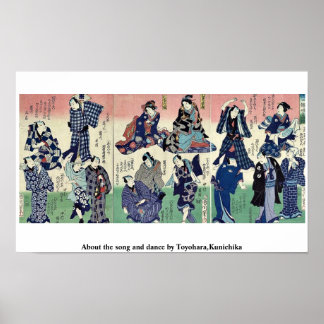 Om sång och dans av Toyohara,Kunichika Poster