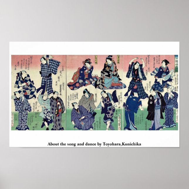 Om sång och dans av Toyohara,Kunichika Poster (Framsidan)