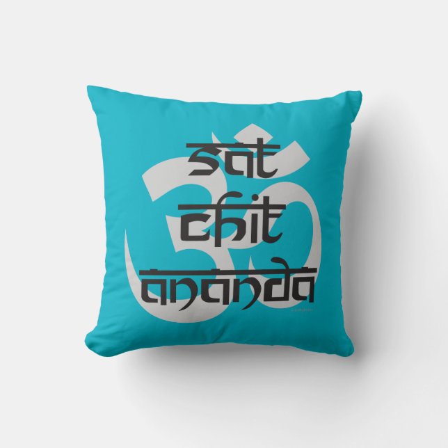 Om Sat Chit Ananda - Oneness Mantra Teal Kudde (Framsida)