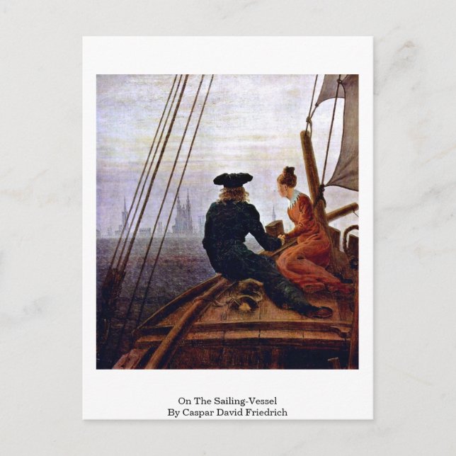 om segelfartyget av Caspar David Friedrich Vykort (Framsida)
