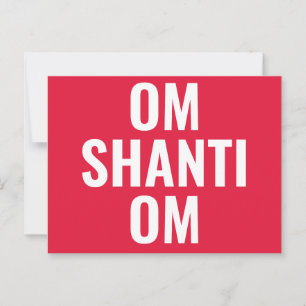 Om Shanti Om Röd Vit Sanskrit Mantra Vykort