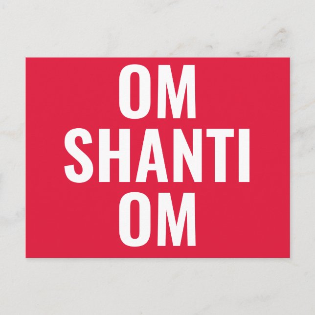 Om Shanti Om Röd Vit Sanskrit Mantra Vykort (Framsida)