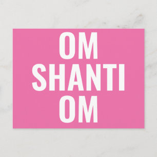 Om Shanti Om Rosa White Sanskrit Mantra Vykort
