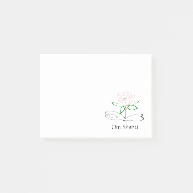 Om Shanti Pink Green Lotus Post-its Post-it Block (Framsida)
