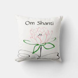 Om Shanti Rosa Grön Lotus Kudde