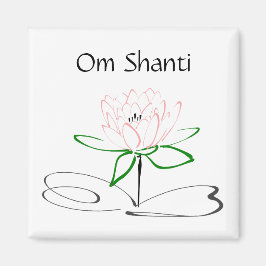 Om Shanti Rosa Grönt Lotus Magnet