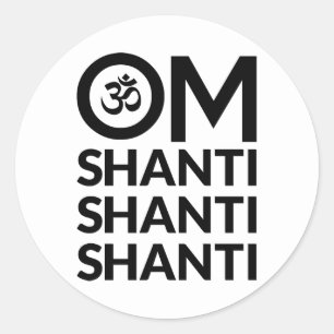 Om Shanti Runt Klistermärke