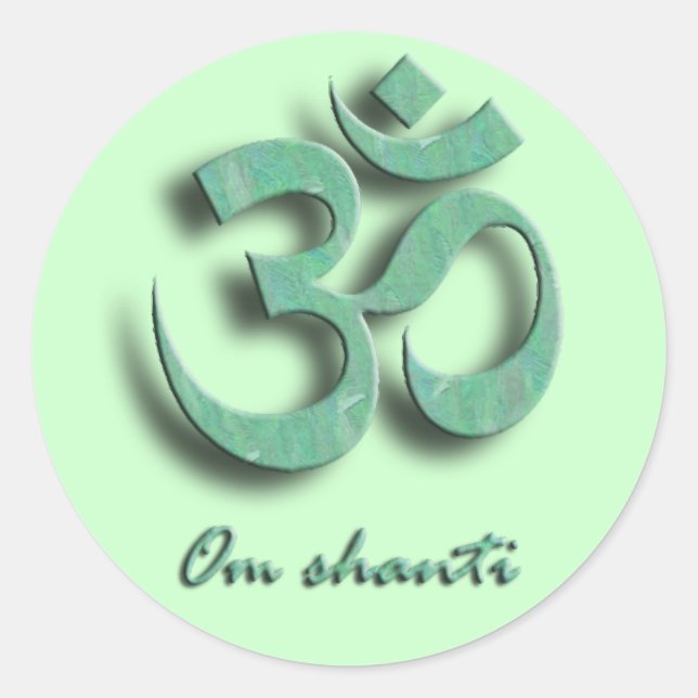 Om Shanti Symbol Sticker Runt Klistermärke (Framsida)
