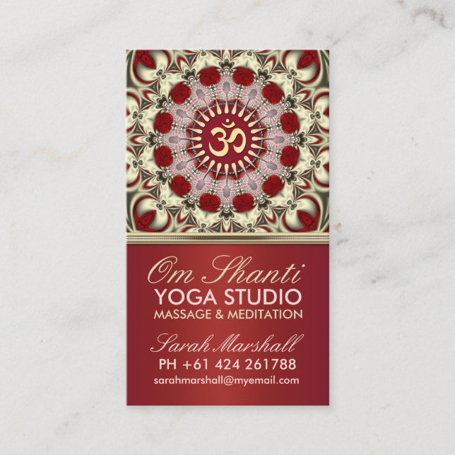 Om Shanti Yoga Studio-Affärskortet Visitkort (Framsida)