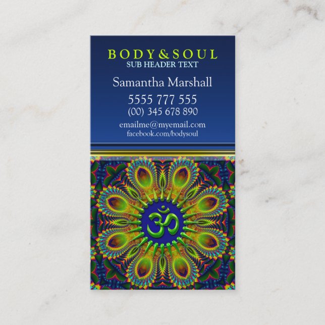 Om Sign Fractal Mandala Yoga NewAge-Affärskort Visitkort (Framsida)