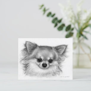 "Öm själ" Handmålad porträtt av Chihuahua Vykort