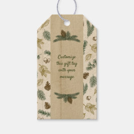 om skogarna golv rustic pinecones evergreen presentetikett