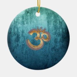 OM slösar mässingsguld- damastast Asien Yoga Julgransprydnad Keramik