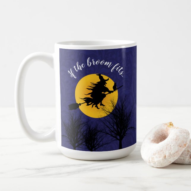 Om sopborsten passar rolig Halloween Kaffemugg (Med munk)