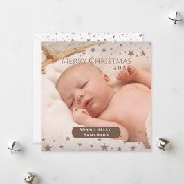 Öm Stjärnrik Jul Personlig Foto Högtid Julkort