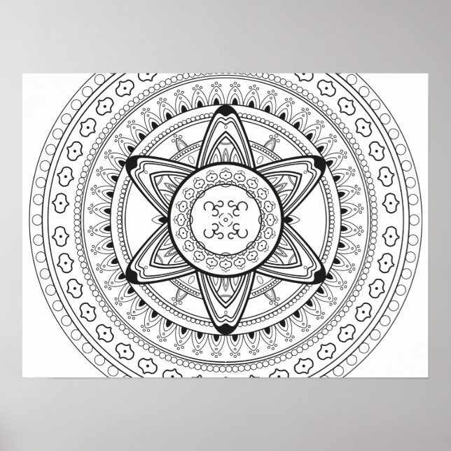 Om Svartvit Mandala-Vuxen färgning Poster (Framsidan)