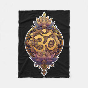 Om-symbol andlig meditera yoga-mantra gudomlig  fleecefilt