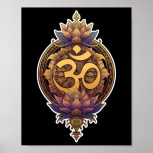 Om-symbol andlig mediterande yogamantra gudomlig  poster
