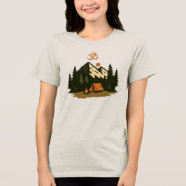 "Om"-symbol Bergscen för campingplats T Shirt