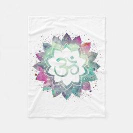 *~* OM Symbol Flower Lotus Mandala Teal White Fleecefilt