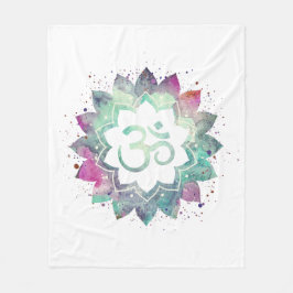 *~* OM Symbol Flower Lotus Mandala White Teal Fleecefilt