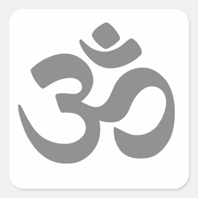Om-symbol. Fyrkantigt Klistermärke (Framsida)