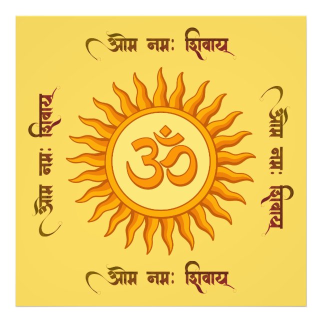 Om symbol i Andlig Hindu Design i Radiant Sol Fototryck (Framsidan)