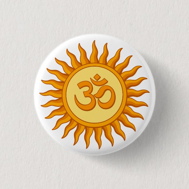 Om symbol i Andlig Hindu Design i Radiant Sol Knapp (Framsida)