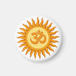 Om symbol i Andlig Hindu Design i Radiant Sol Magnet