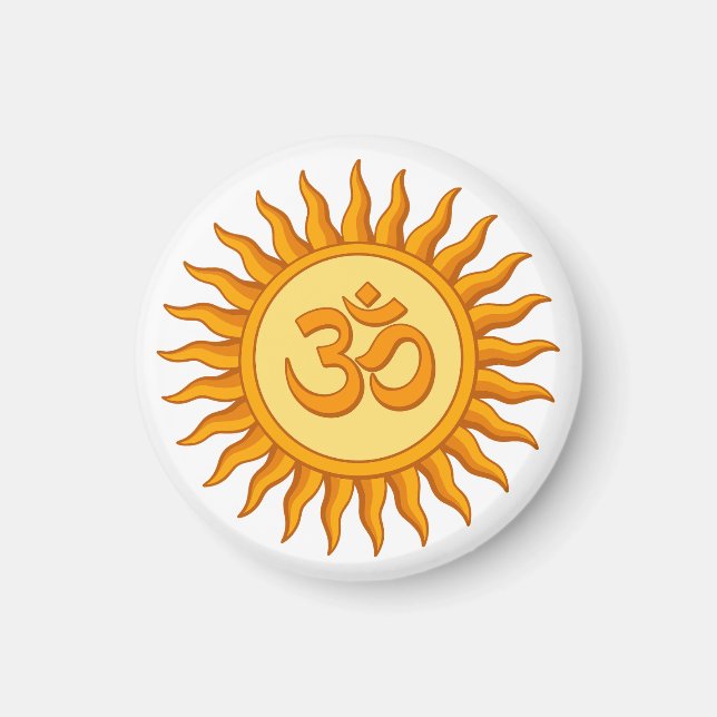Om symbol i Andlig Hindu Design i Radiant Sol Magnet (Framsidan)