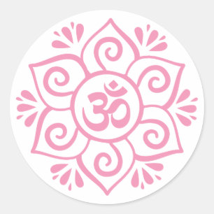Om-symbol i lotusblommapetalmandala runt klistermärke