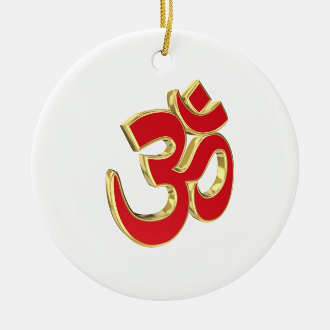 Om-symbol Julgransprydnad Keramik (Framsidan)