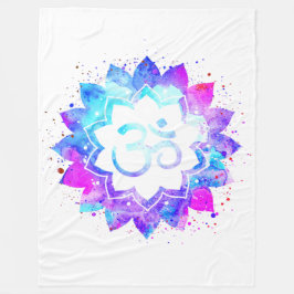 *~* OM Symbol Lotus Flower Mandala White New Age Fleecefilt