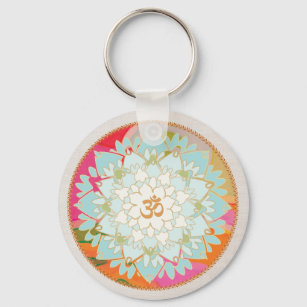 OM Symbol Lotus Mandala Nyckelring
