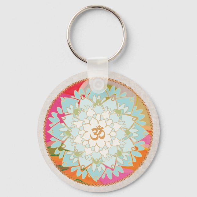 OM Symbol Lotus Mandala Nyckelring (Framsida)